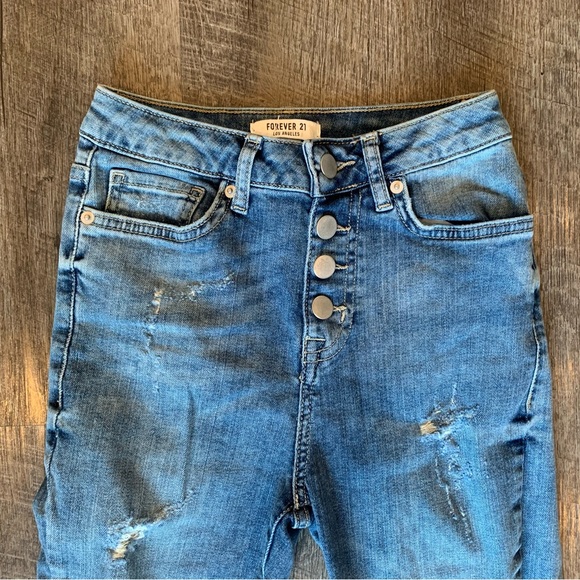 High Waist Button Front Skinny Jeans - Picture 4 of 4